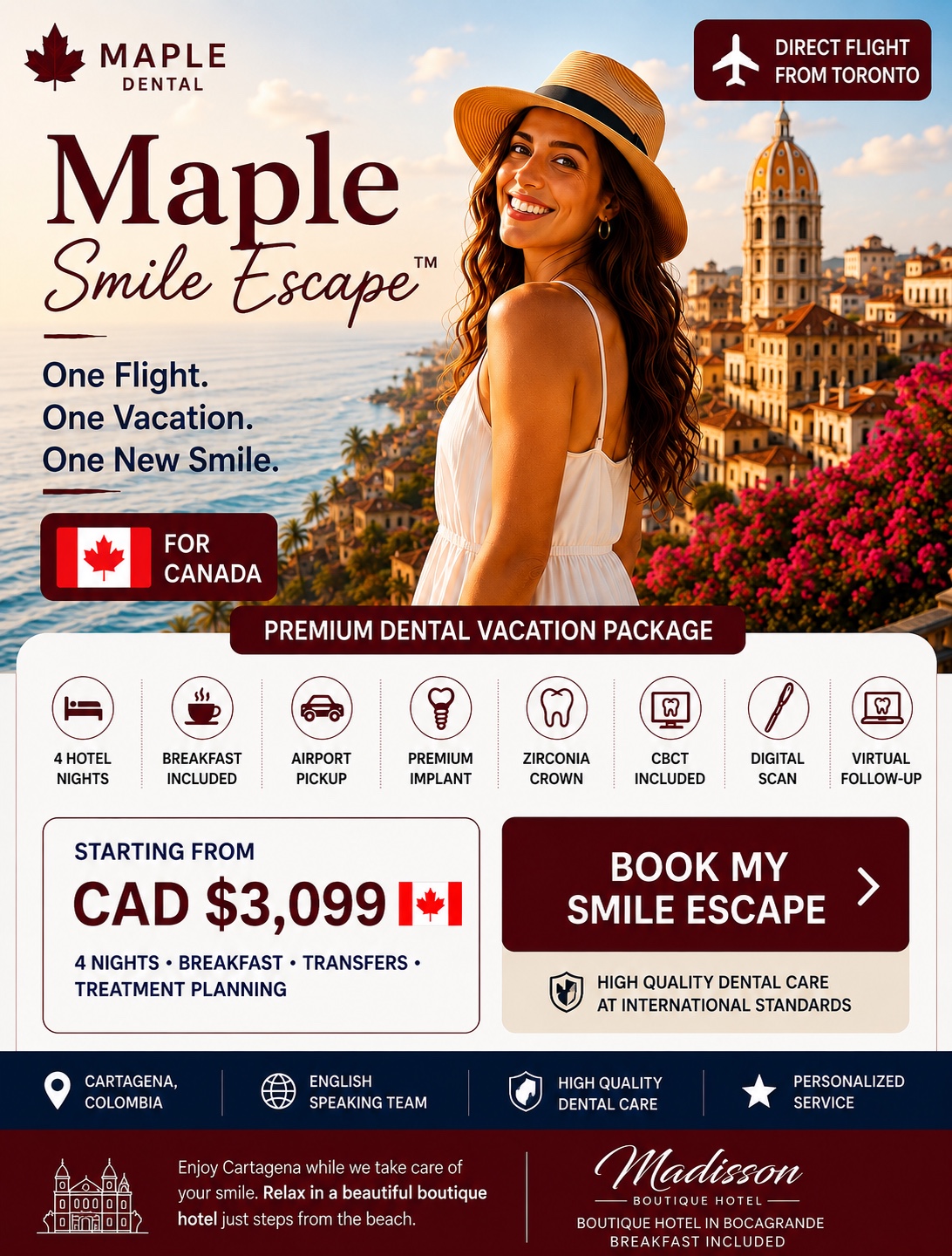 Maple Smile Escape dental vacation package for Canada